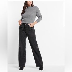 Express black relaxed straight low‎ rise jeans size 14 long